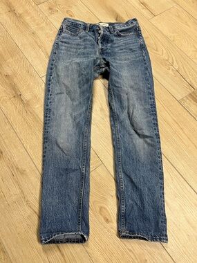 Aritzia Denim Forum The Ex Boyfriend High-Rise Straight Jeans in Washed Blue